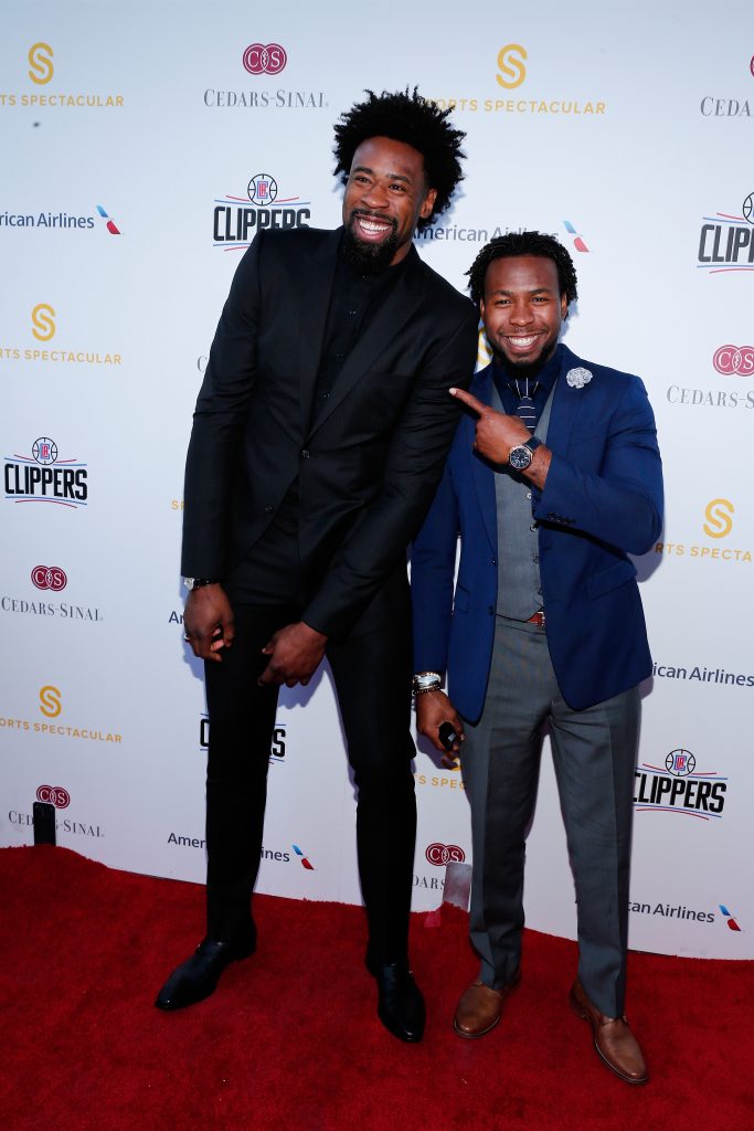 LOS ANGELES, CA - MARCH 25:  NBA player DeAndre Jordan and NFL player Josh Norman attend the Cedars-Sinai Sports Spectacular at W Los Angeles  West Beverly Hills on March 25, 2016 in Los Angeles, California.  (Photo by Rich Polk/Getty Images for Sports Spectacular) *** Local Caption *** Josh Norman;DeAndre Jordan